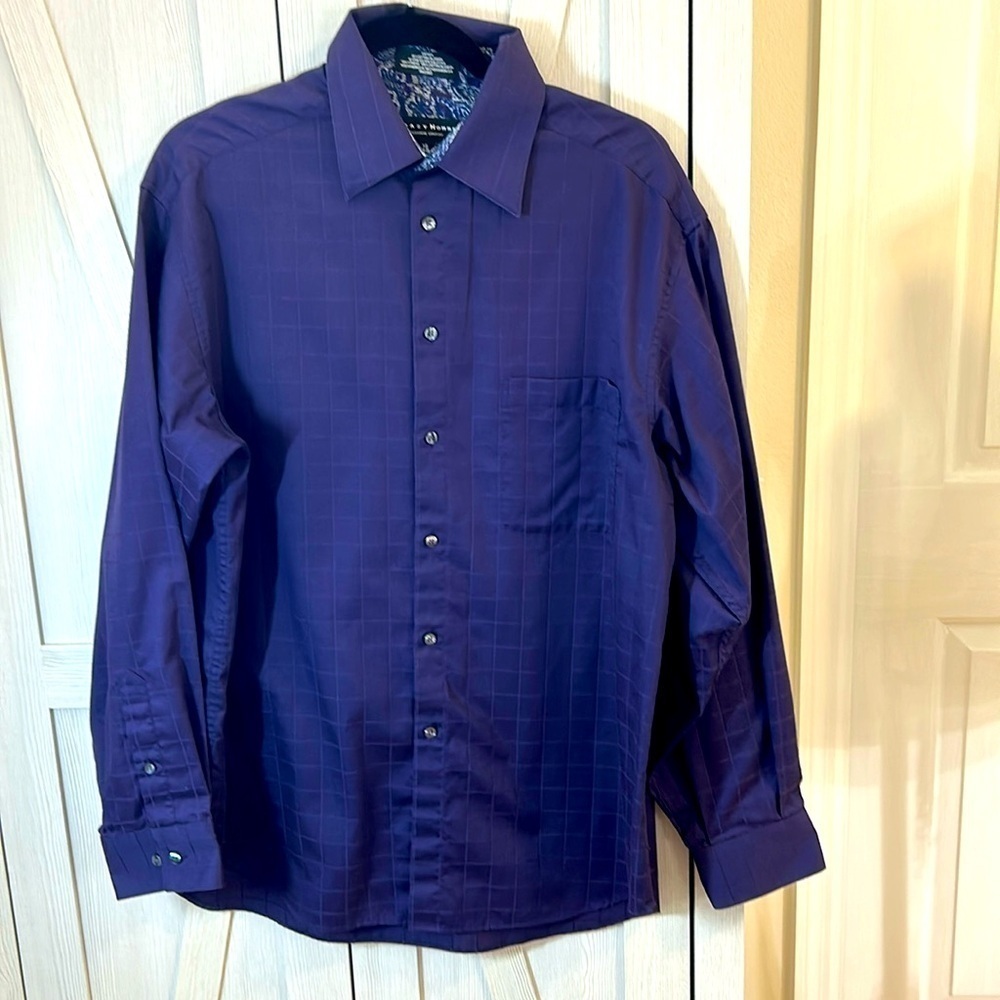 Crazy Horse Purple Sateen with Paisly Mens LS Shirt Sz 34-35